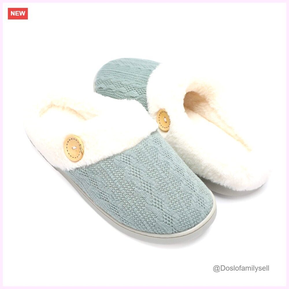Memory Foam Slippers with Faux Fur Lining, Anti-Skid Sole, Indoor Outdoor Wear